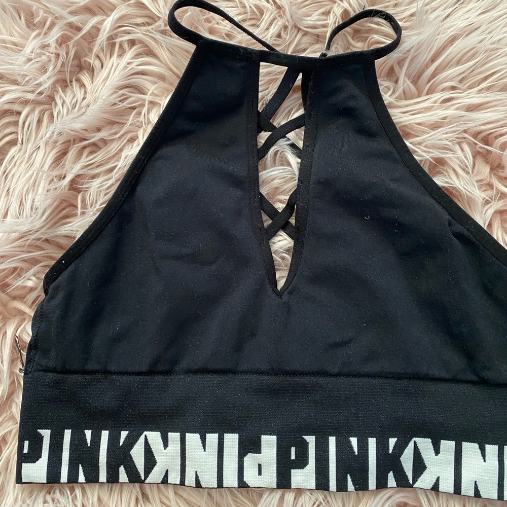 Pink sport bra.